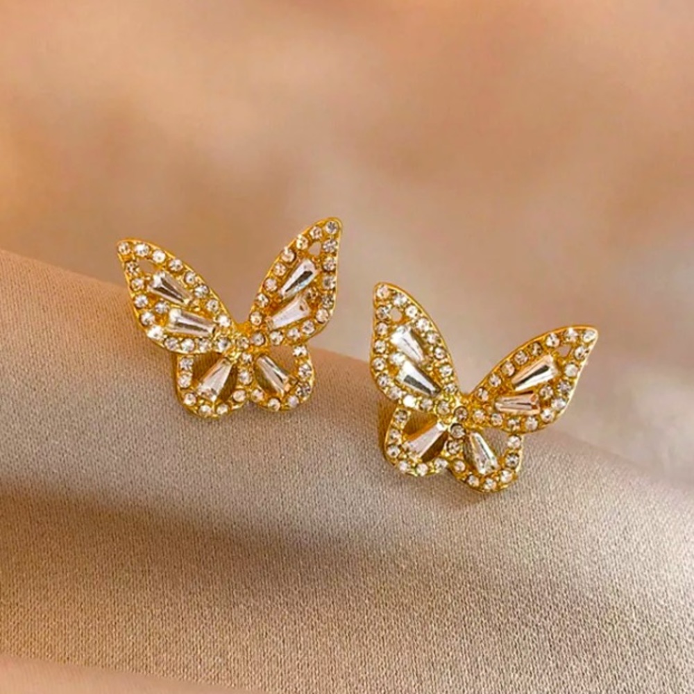 🌟 Gold Plated 14K Gold Butterfly 🦋 Stud Earrings